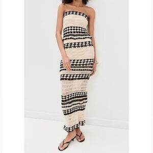 Line & Dot Black and Cream Muse Crochet Dress